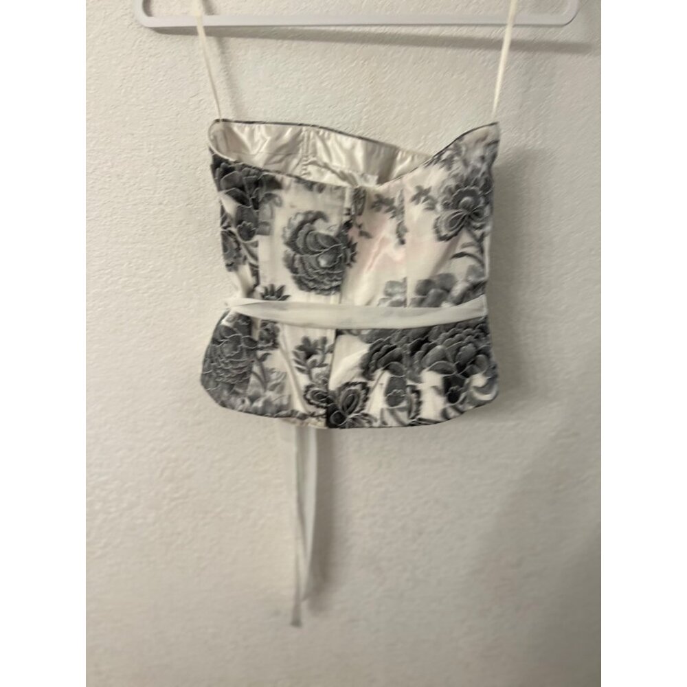 White House Black Market Floral Satin Bustier Top Size 6